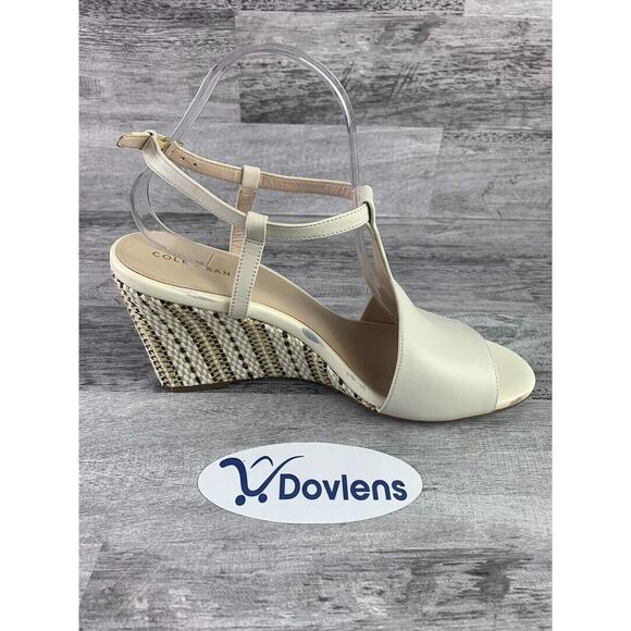 Cole Haan Womens Maddie Open Toe Wedge Sandals White Leather Size 10B - Picture 7 of 8